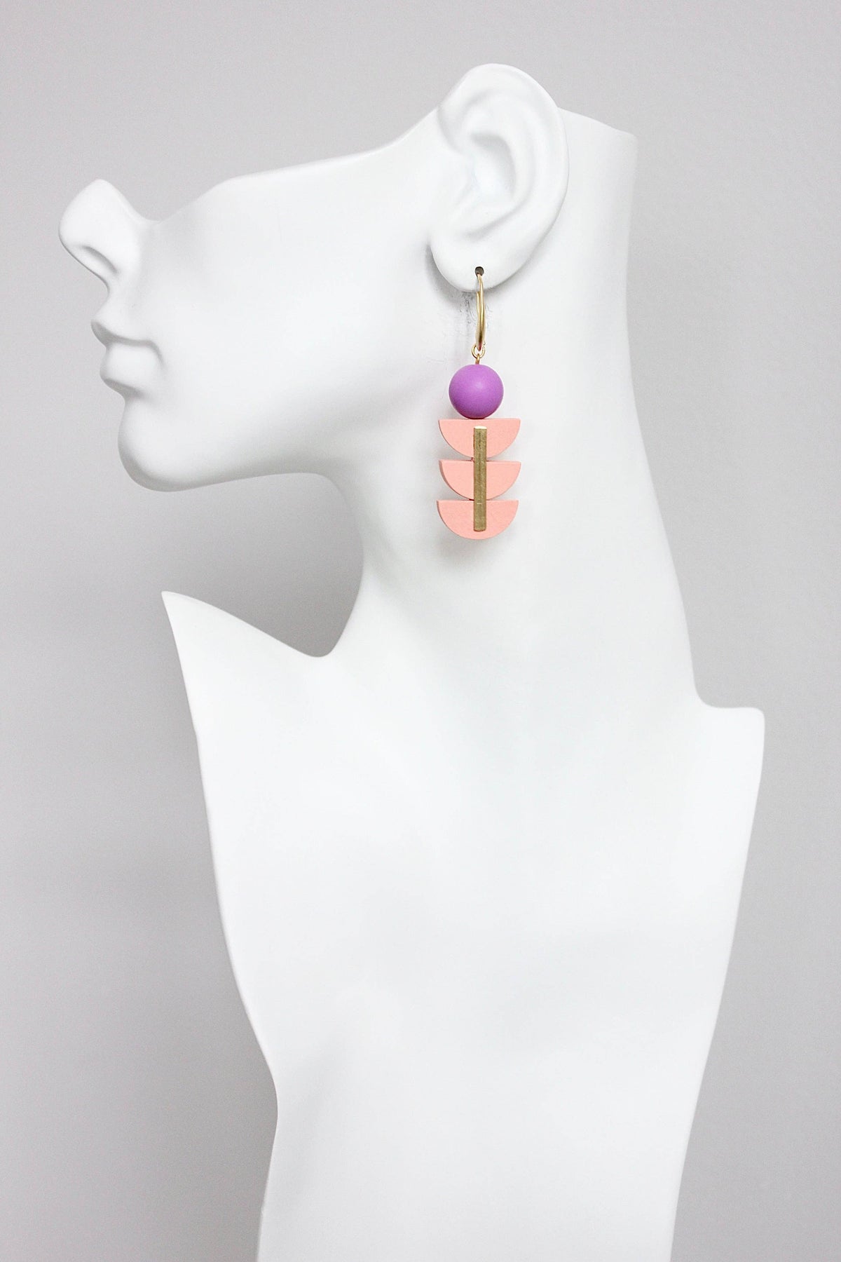 Pink and Purple Geometric Earrings