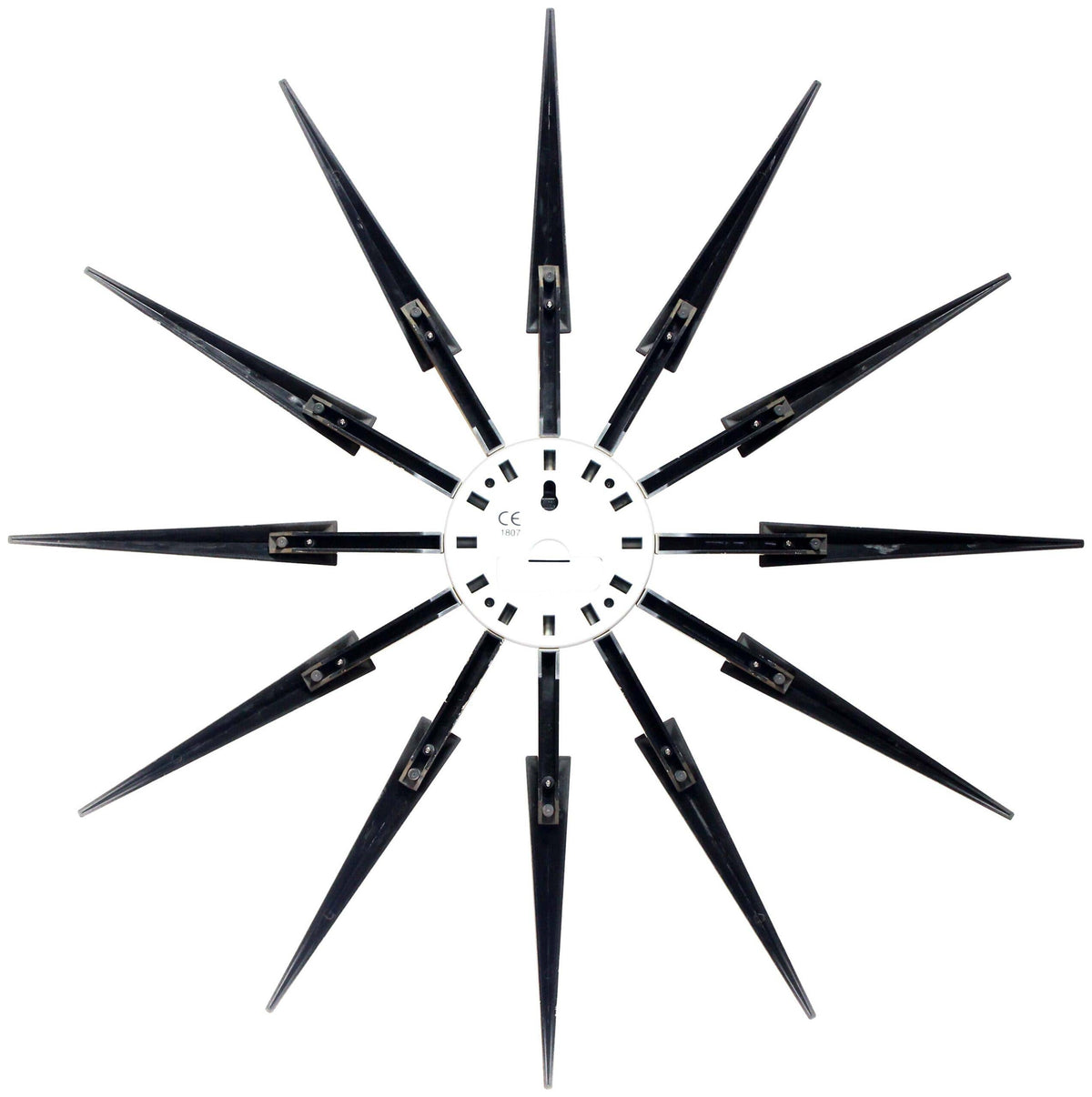 Back of a star-shaped clock on a white background