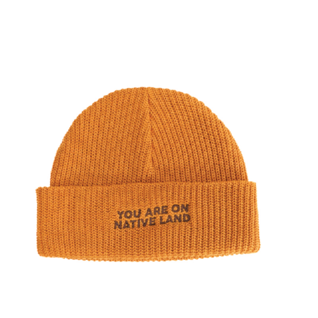 'You Are On Native Land' Ribbed Beanie