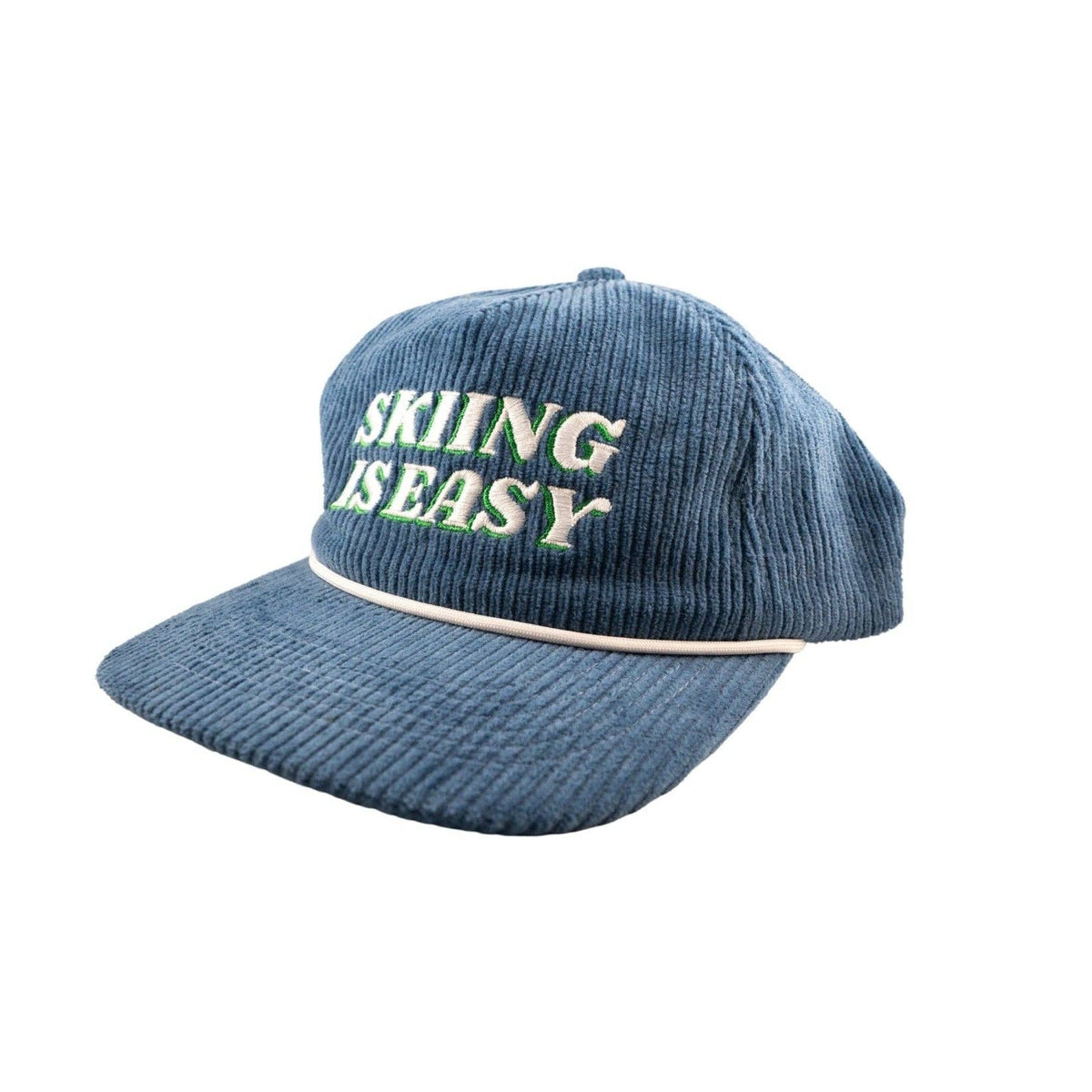 Skiing is Easy Corduroy Blue Hat