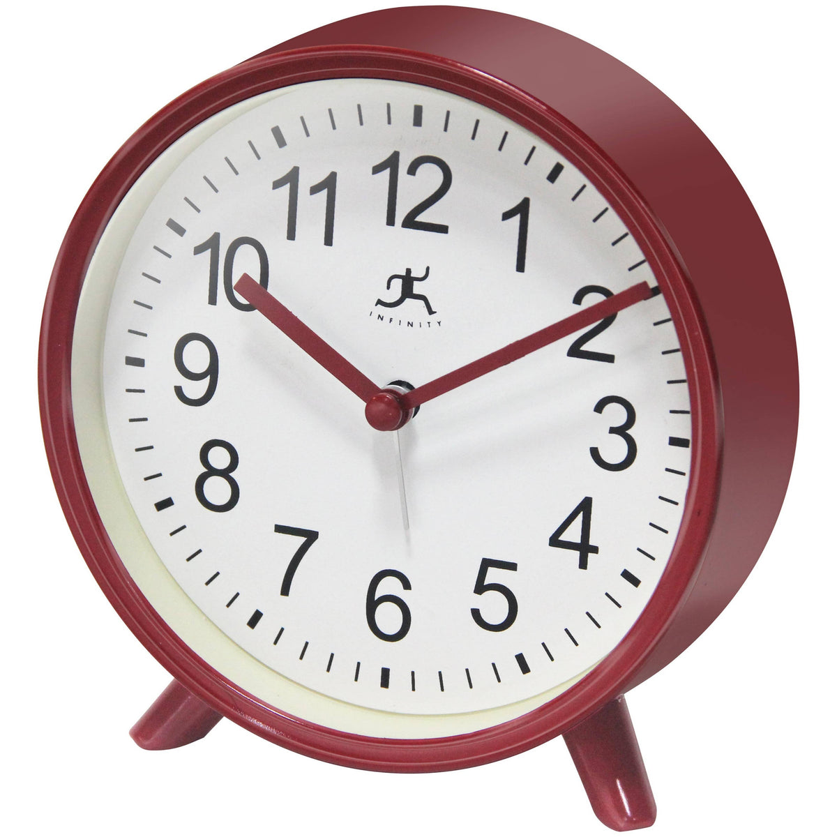 Table Clock Round Red with Alarm Function 5.75 Inch