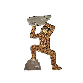 bigfoot throwing a rock pin