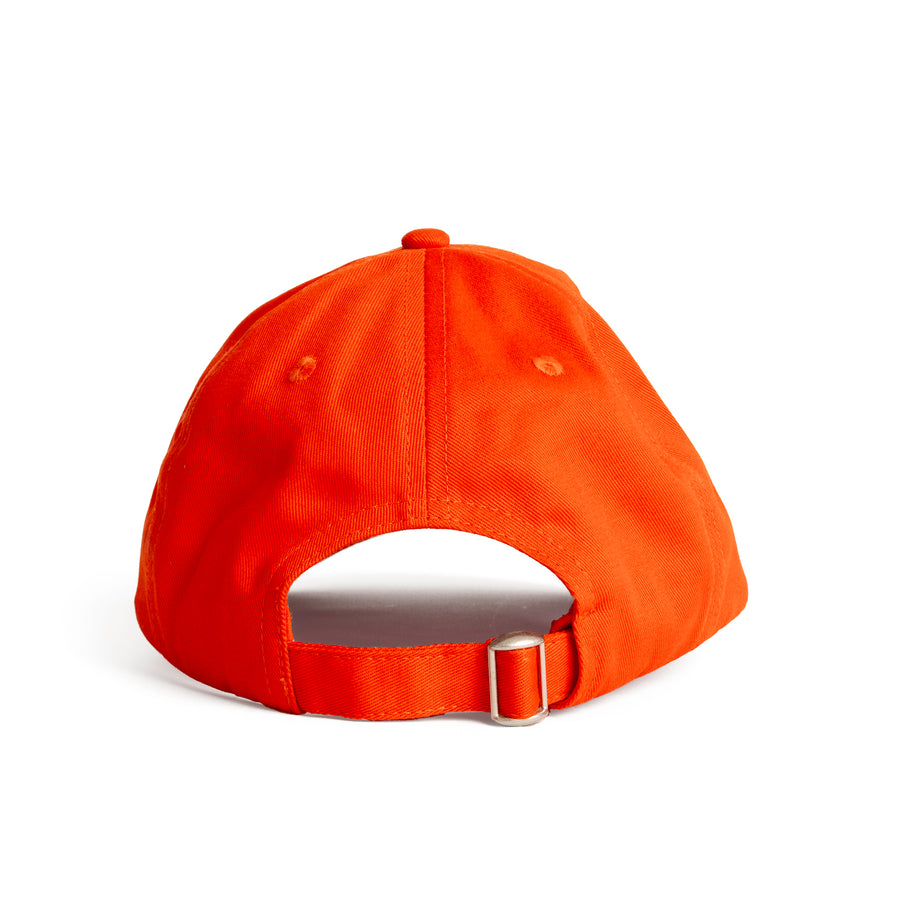 Orange baseball cap on a white background