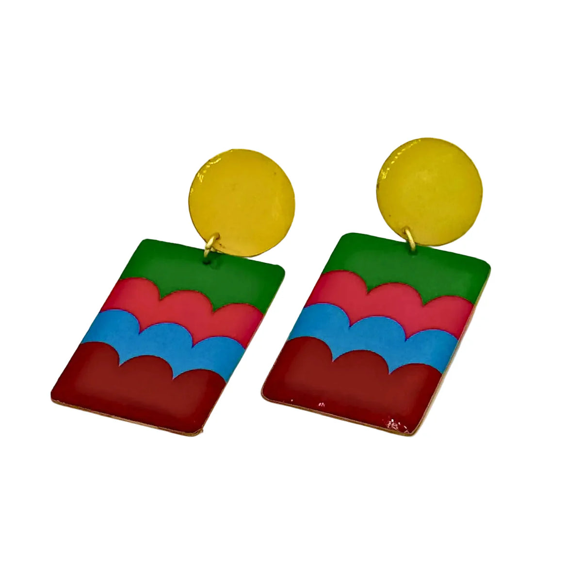 Joyful Waves Earrings Screenprinted Brass