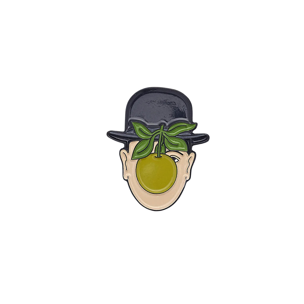 Illustration of a face with a green apple and leaves on a white background
