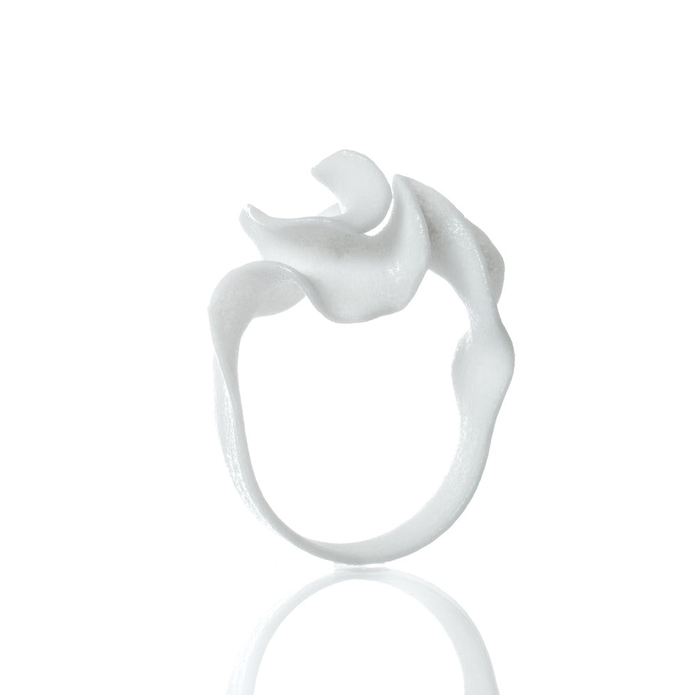 Micro Flora Ring White