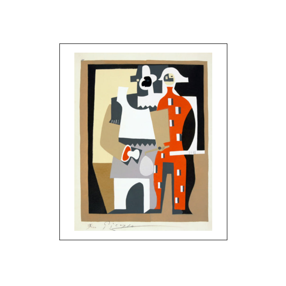 Pierrot and Harlequin, Pablo Picasso Postcard