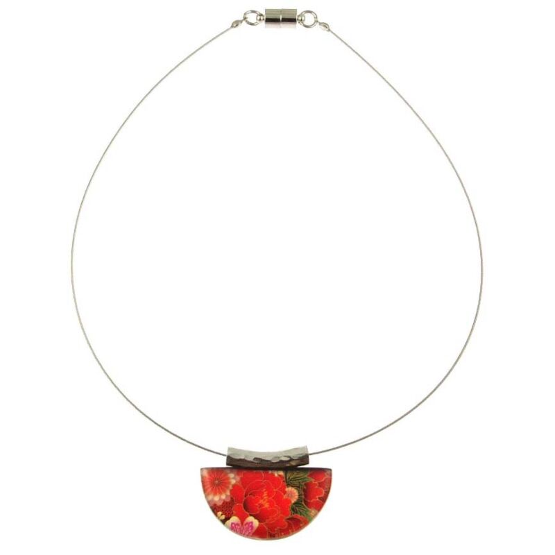 Red Kimono Half Circle Magnetic Necklace