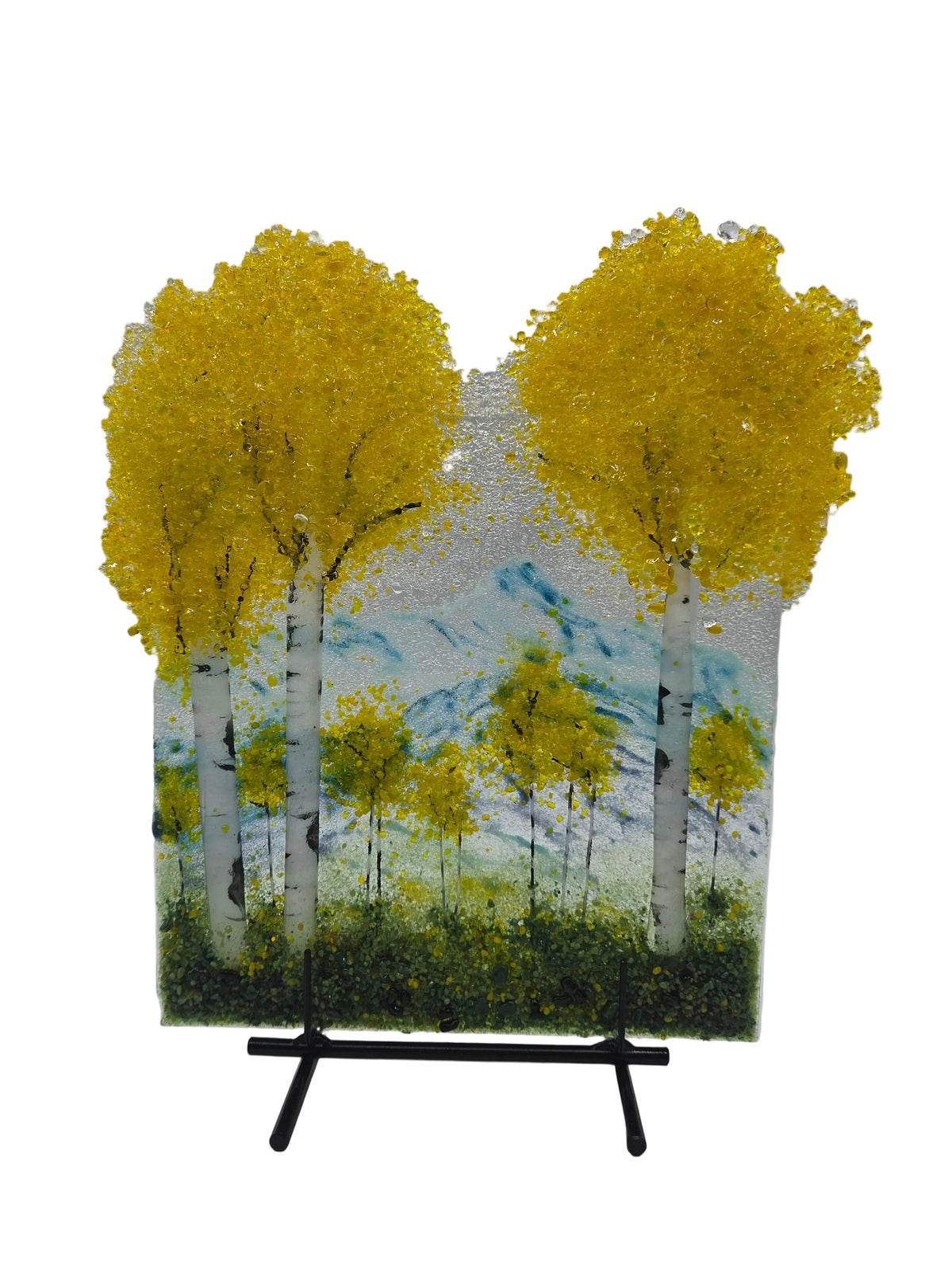 Yellow Aspen Mountain Panel & Stand