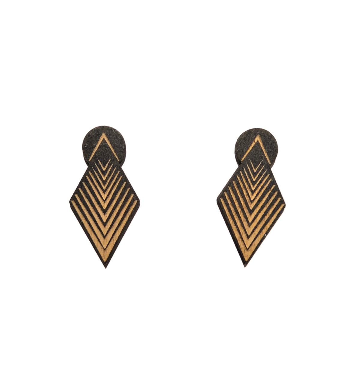 Architectural Laser Cut Birch Stud Earrings: BLK Drop Arrow
