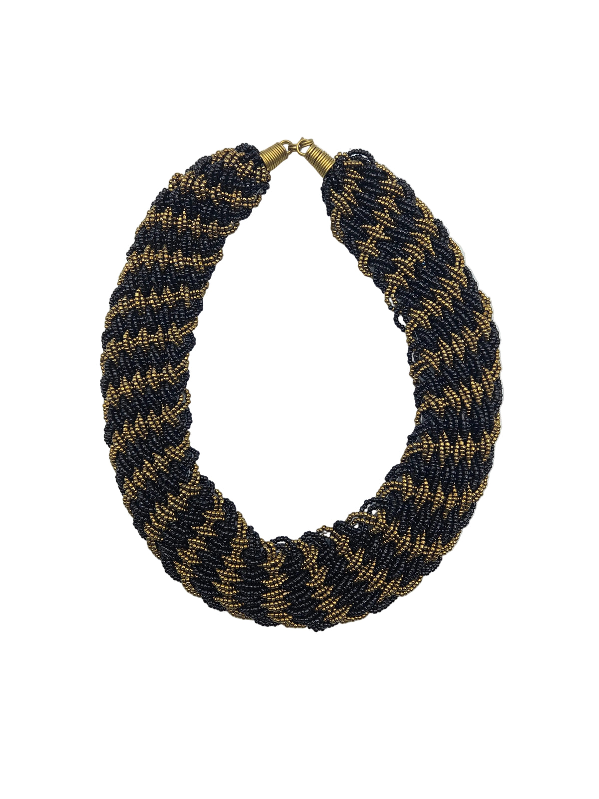 Celina in Noire- Gold Beaded Necklace