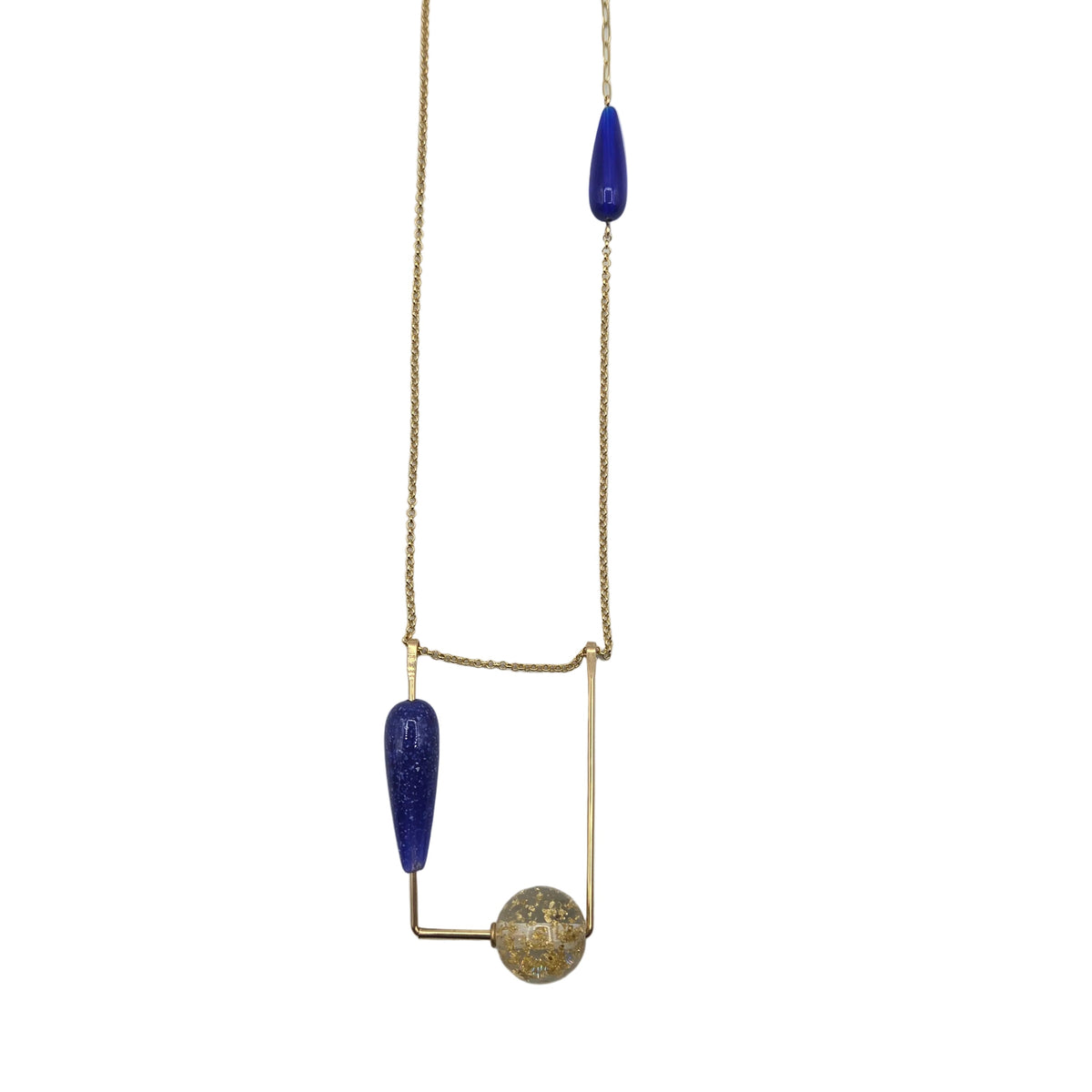 Norma Necklace Gold with Blue Teardrop