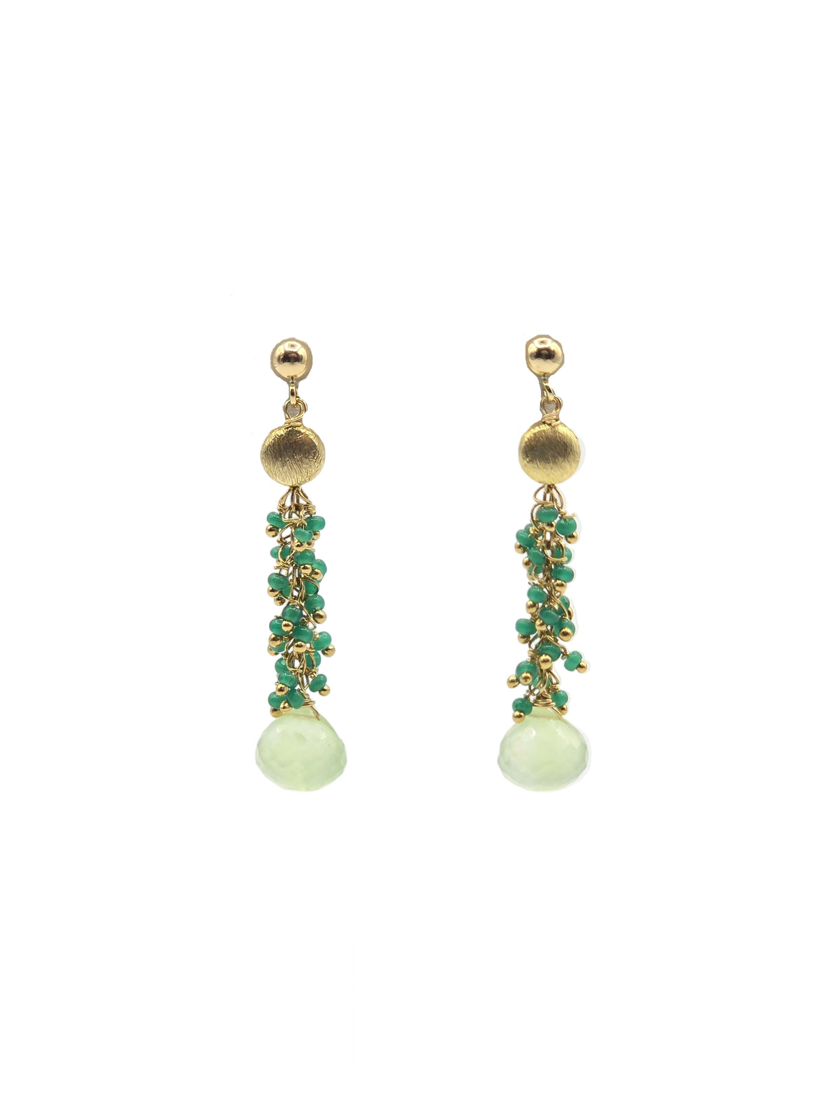 Annabel Earrings II Green Glass and Citrine
