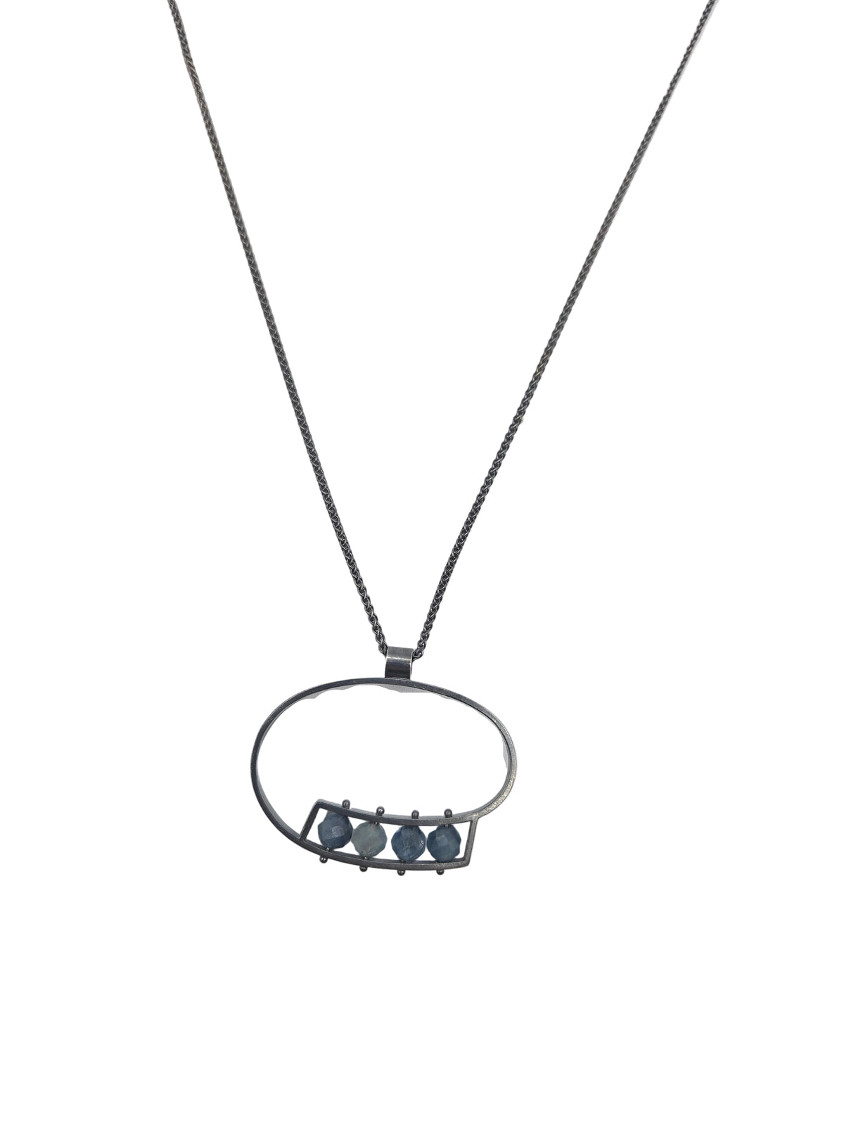 Large Swirl Necklace with 4 Semiprecious Stones