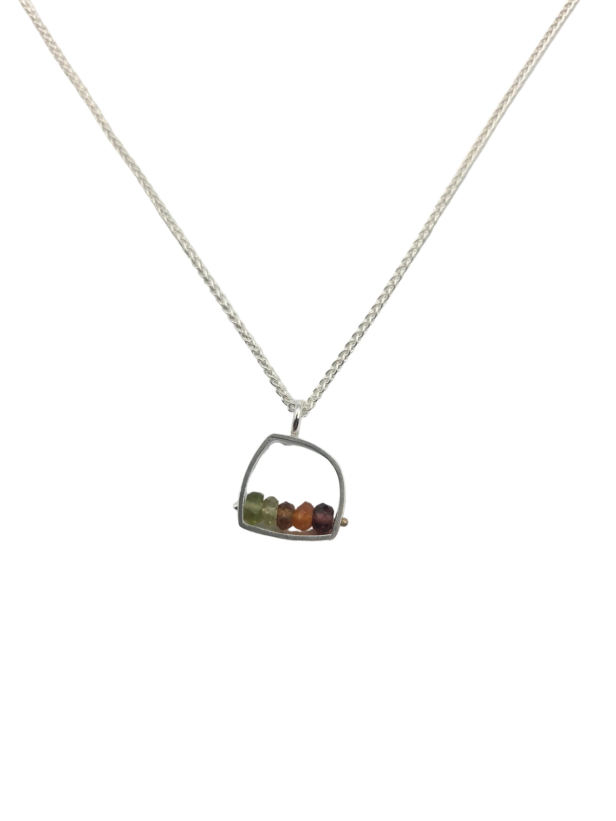 Small Irregular Shape Necklace- Foliage Brushed Silver