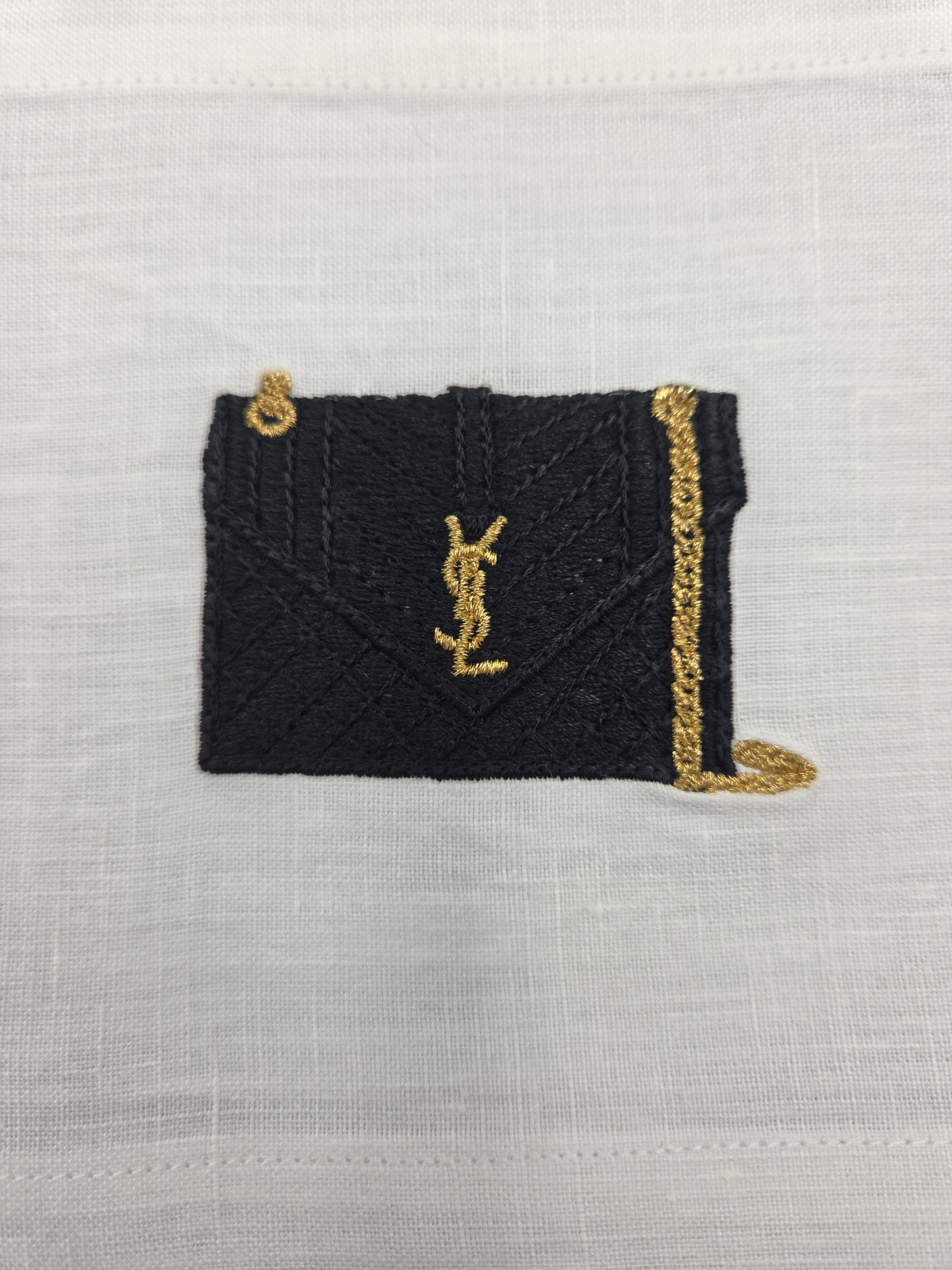 Set of 4 YSL Hand Bag Linen Embroidered Cocktail Napkins