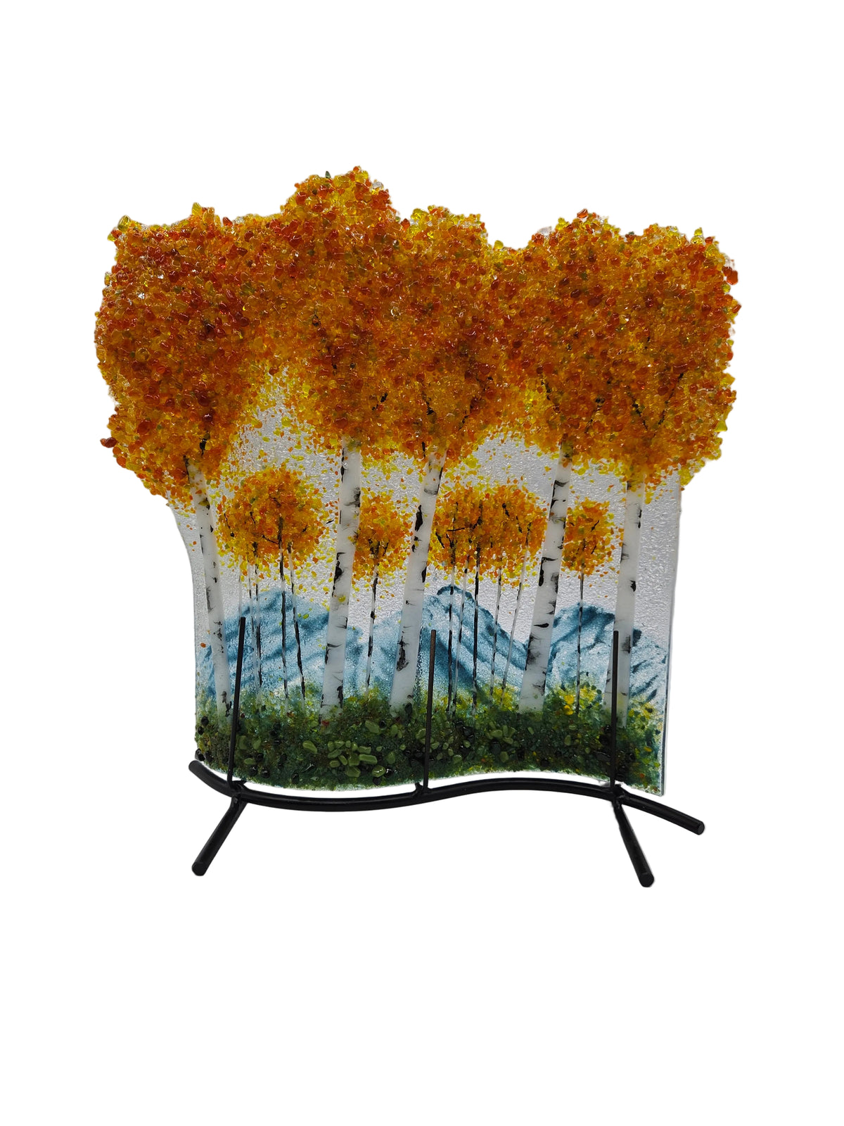 Orange Aspen Mountain Wave & Stand