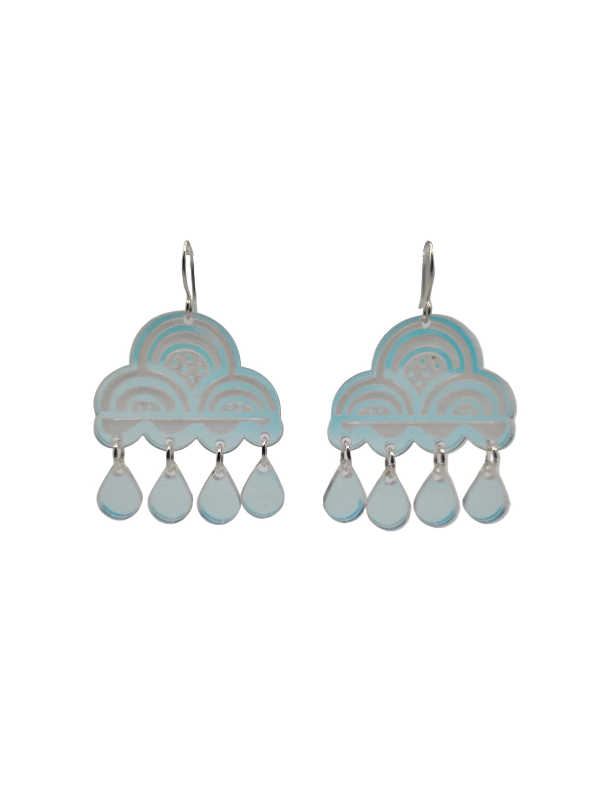 Iridescent Clouds with Dangle Acrylic Earrings