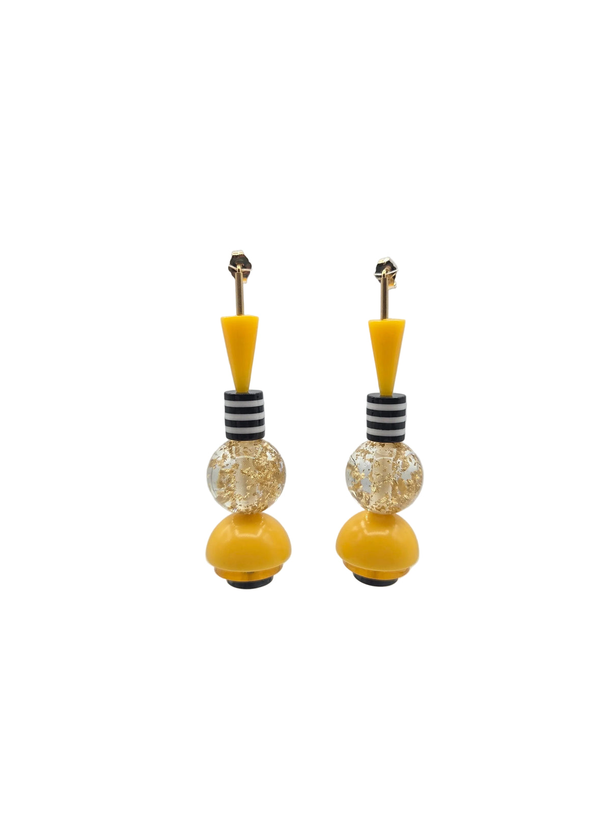 Bauhaus Yellow and Gold Earrings