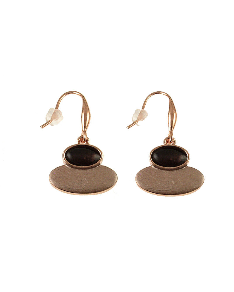 Rose Gold/Brown Shell Earrings