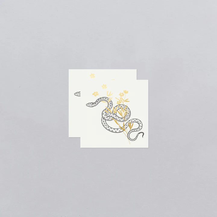 Twisty Snake Flowers Tattoo Pair