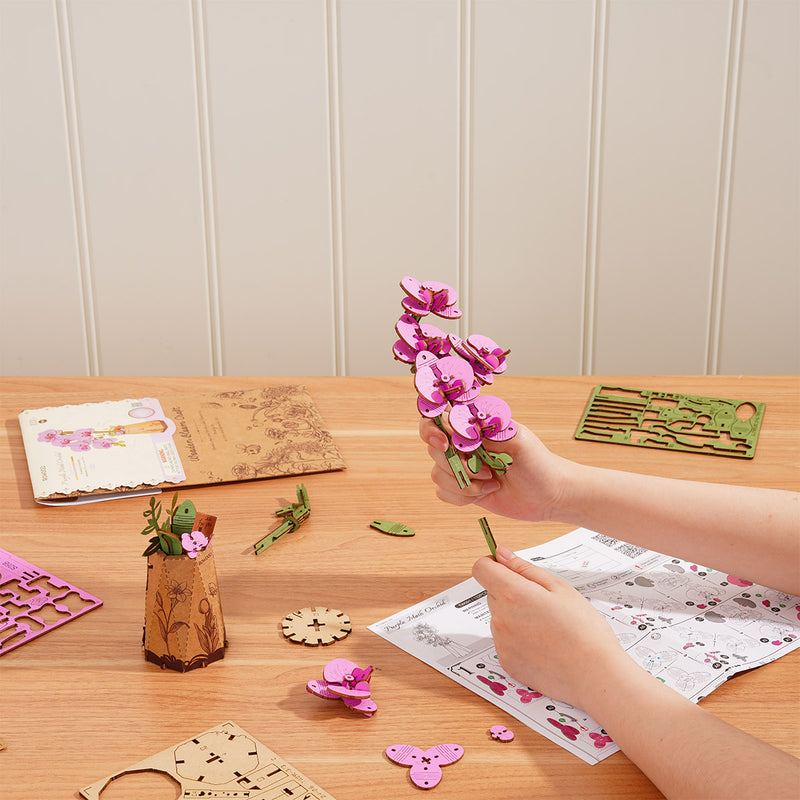 Purple Moth Orchid 3D Wooden Flower Puzzle