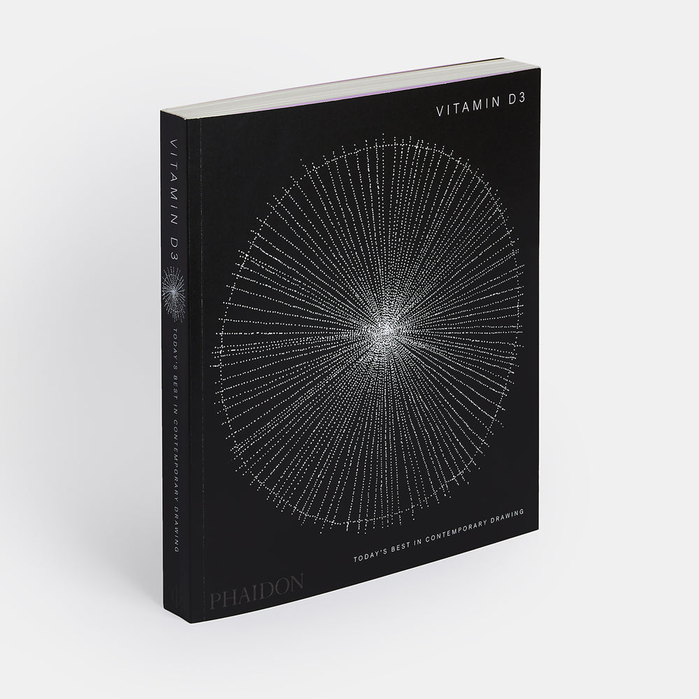 Book with black background, white text and white line drawing.